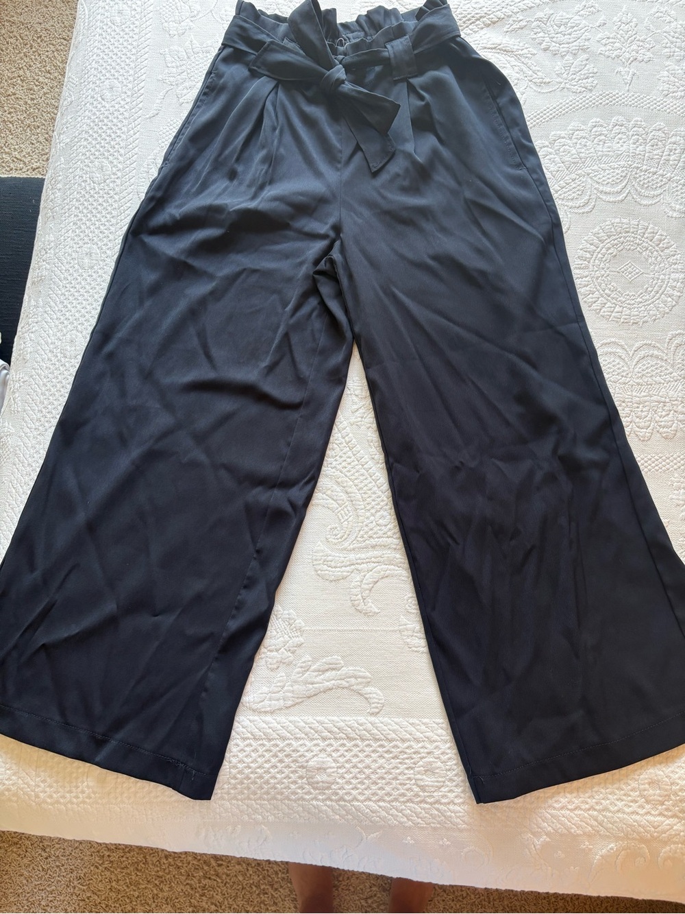 Max Studio Black Paperbag Waist Wide-Leg Pants